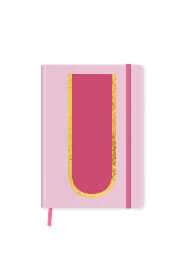 Notebook Monogram Letter Printed Elastic Hard Cover Lined Notebook 168 Sheets - Ü
