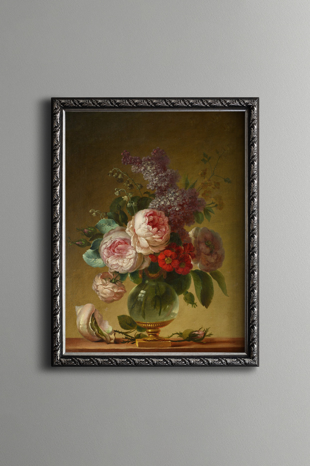 Floral Still Life - Vintage Patterned Frame
