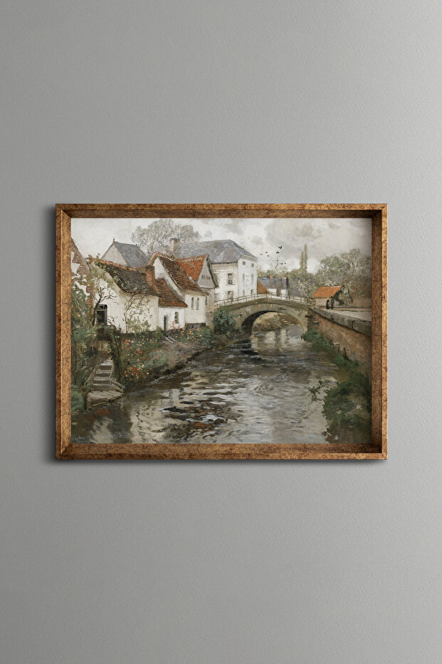 Village Scenery - Vintage Patterned Frame