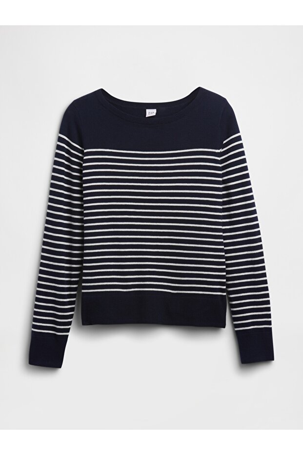 Kadın Siyah Striped Pullover - 2