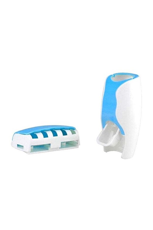 Toothpaste Dispenser With Toothbrush Holder Set Blue/White - 1