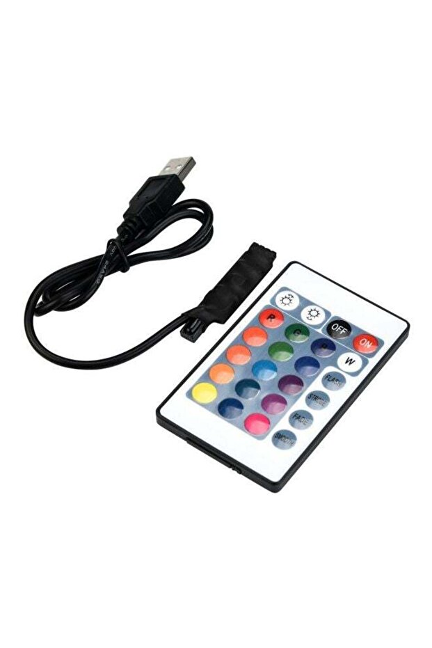 شريط إضاءة LED USB مع جهاز تحكم عن بعد أبيض/أسود 100 سم