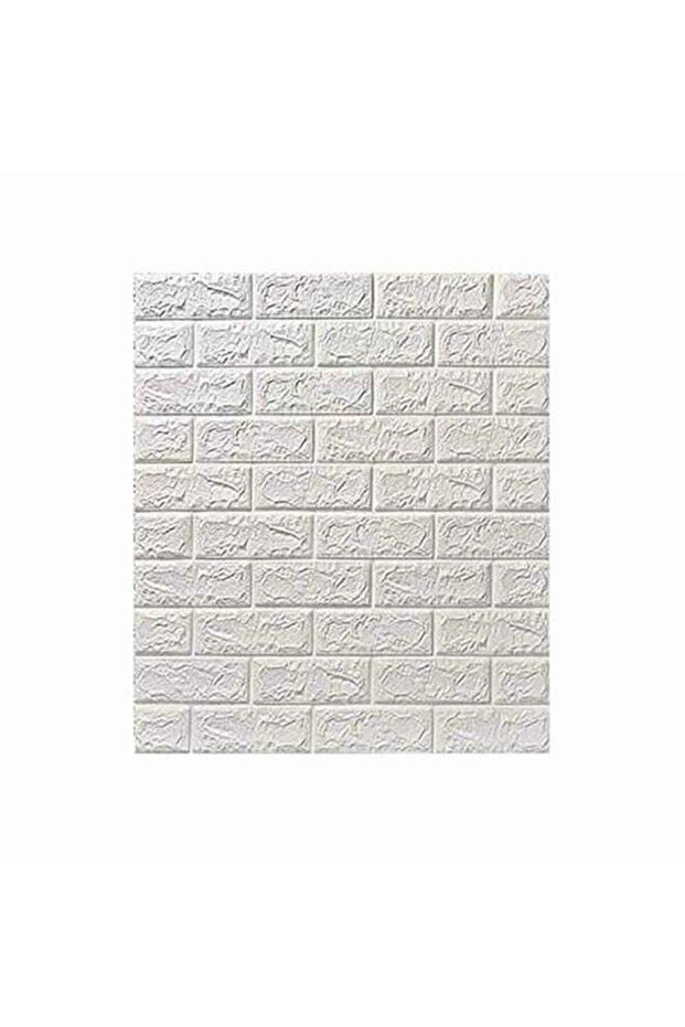 ملصق حائط بنمط طوب ثلاثي الأبعاد أبيض 70 × 77 سنتيمتر
