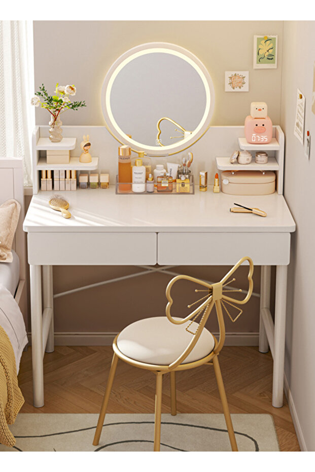 طاولة زينة غرفة النوم، طاولة زينة مكياج مع مرآة وإضاءة، طاولة زينة مكياج - 1