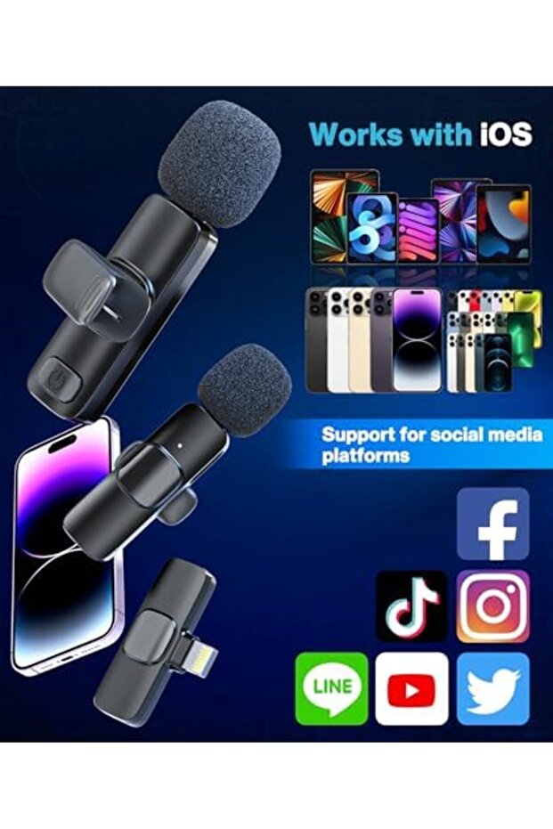 Gicorino Wireless Lavalier Microphone for iPhone, Wireless Mic for iPhone15 with Noise Reduction Chi - 6