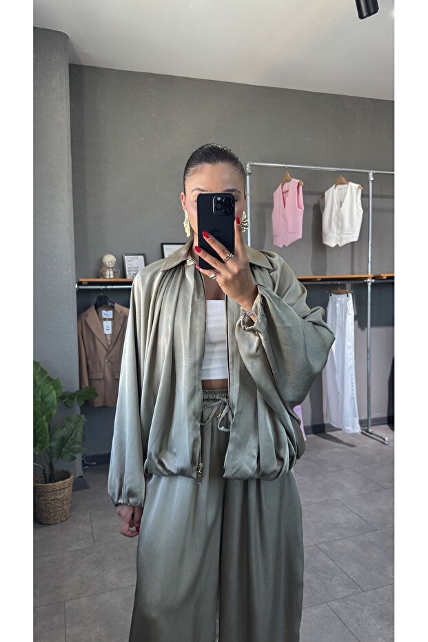 Satin Bomber Jacket - 1