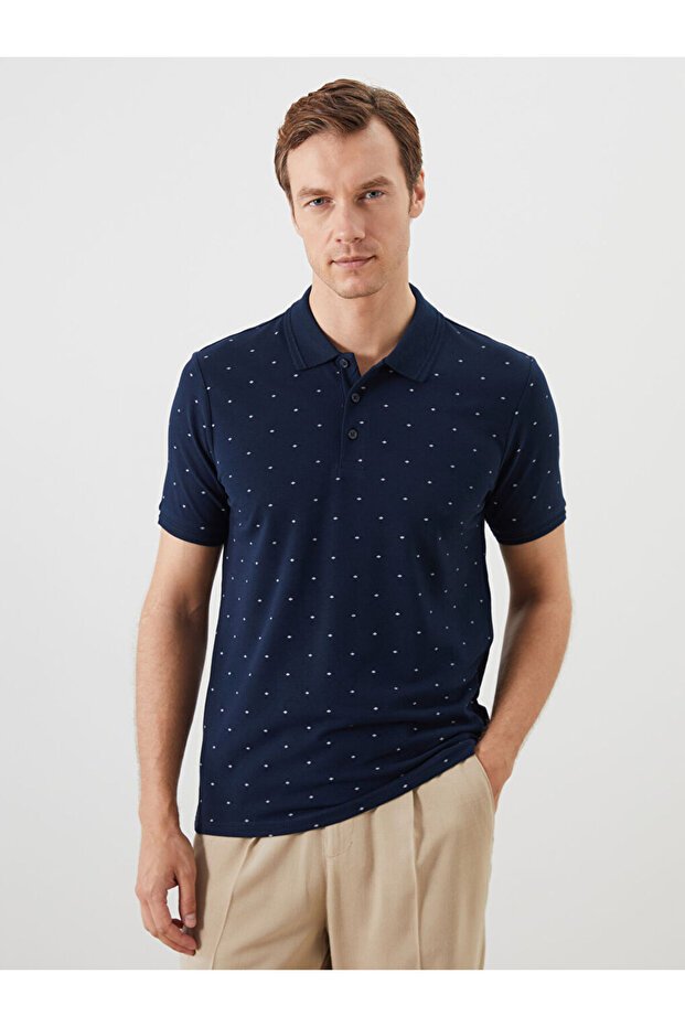 Polo Neck Patterned Pique Men's T-Shirt