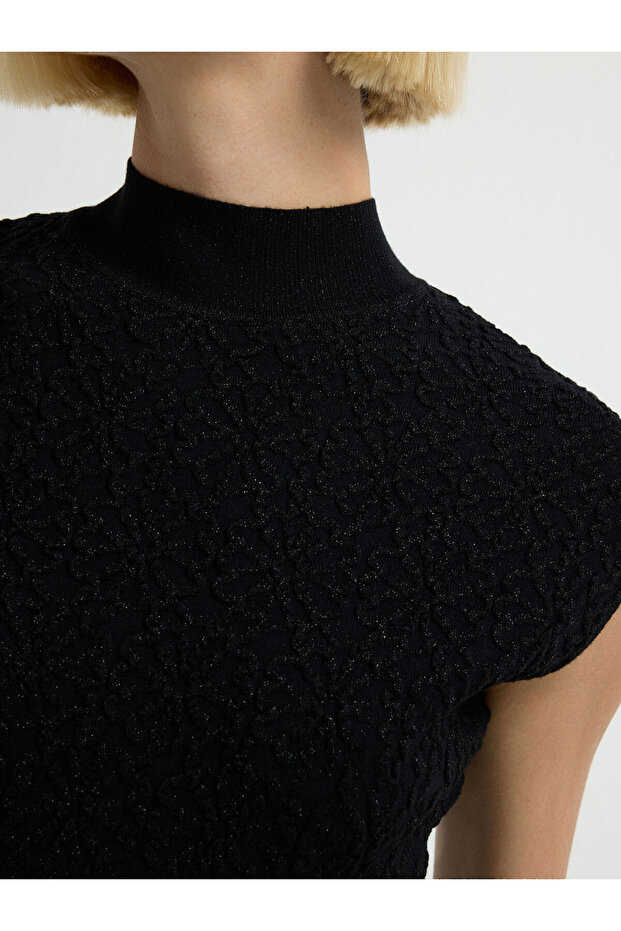 Dik Yaka Triko Elbise - 4