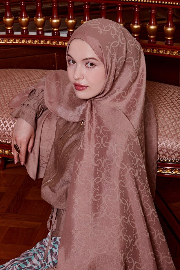Salmon Geometric Pattern Grazia Shawl