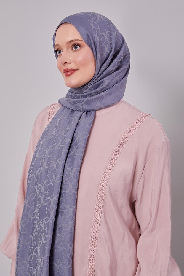 Blue Geometric Pattern Grazia Shawl - 1