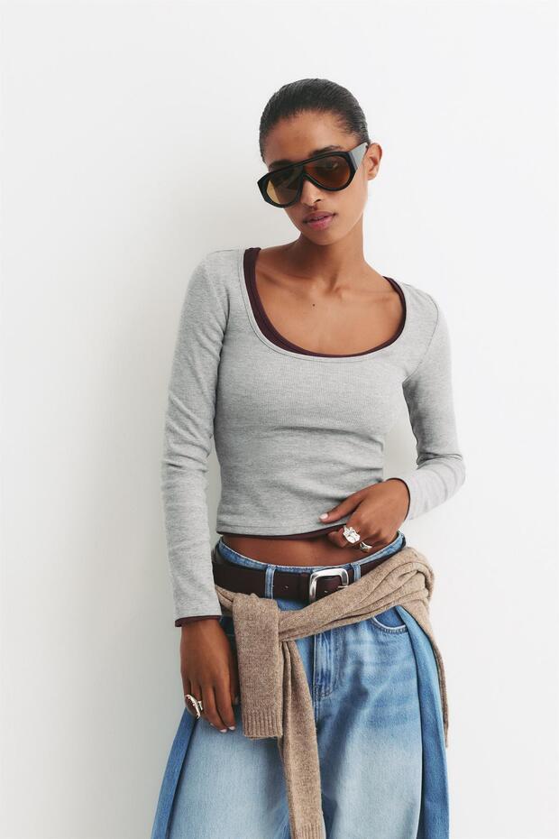 Fitilli bisiklet yaka tişört - 5