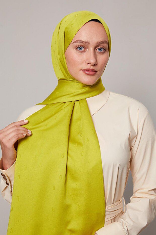 Pistachio Green Mini Lvd Printed Jacquard Shawl