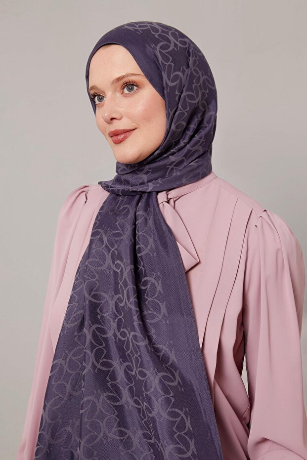 Denim Blue Geometric Pattern Grazia Shawl