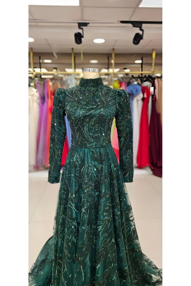 İşlemeli payetli abiye - 2