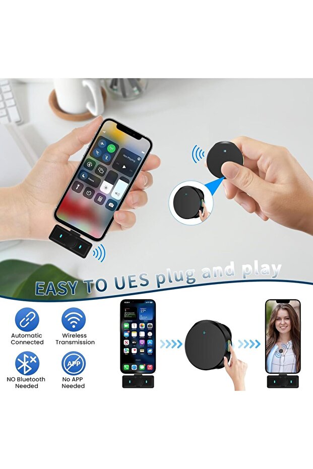 Delieu Q8 Wireless Lavalier Microphone — Lightning & USB-C, 1000ft Range, Noise Cancellation - 2