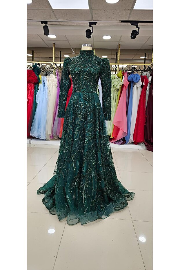 İşlemeli payetli abiye - 1