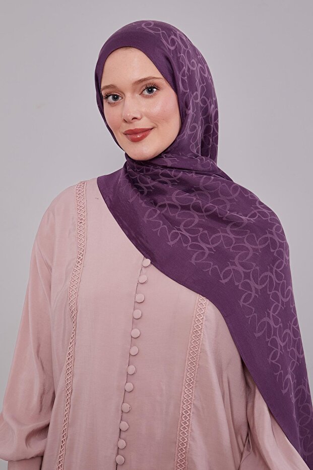 شال غرازيا بنمط هندسي أرجواني - 3