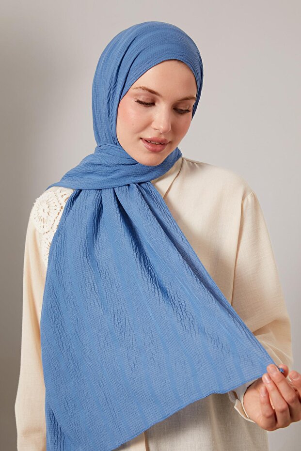Indigo Self-Textured Natural Line Shawl