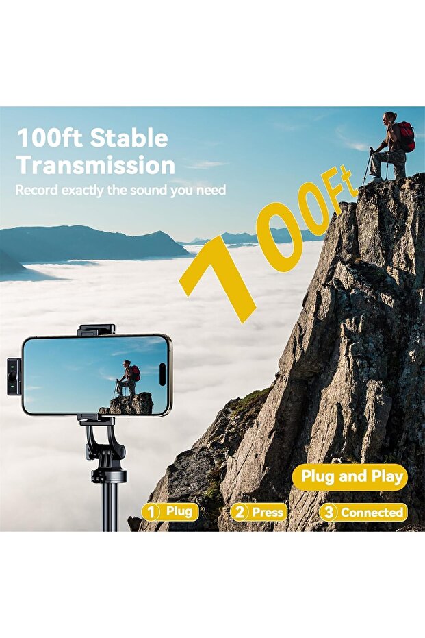 Delieu Q8 Wireless Lavalier Microphone — Lightning & USB-C, 1000ft Range, Noise Cancellation - 4