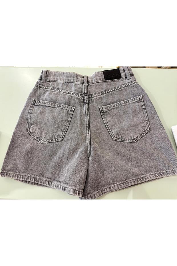 Yüksek Bel Jean Şort - 2
