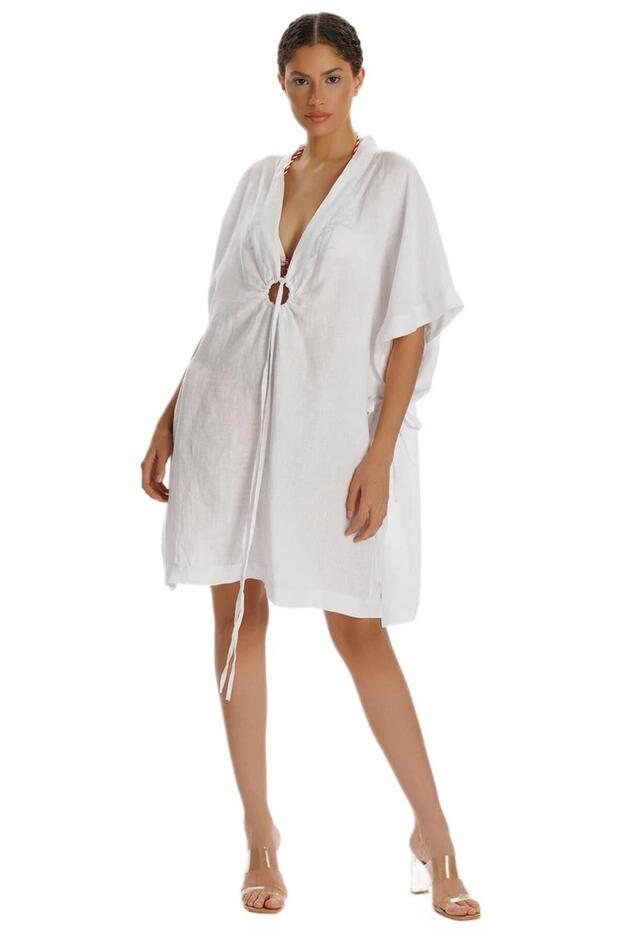 Beyaz İşlemeli Elbise - 2