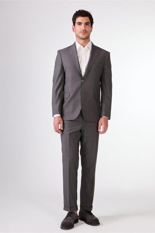 Men's Regular Fit Mono Collar Gray Suit