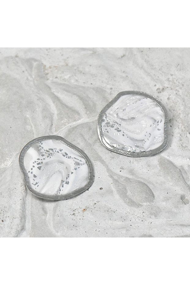 Handmade earrings, white, translucent, silver Arya 34