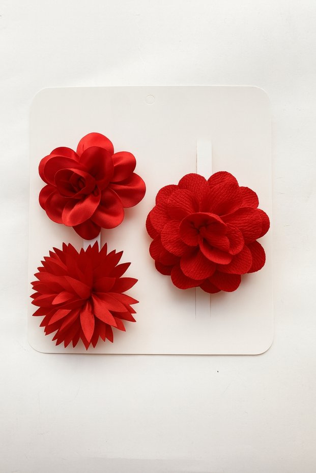 Girl's 3-Piece Girl's Red Flower 29 October 23 April 30 August Clamp Buckle