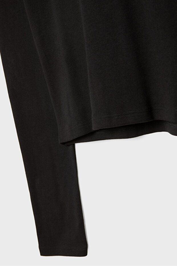 Basic uzun kollu pamuklu tişört - 7