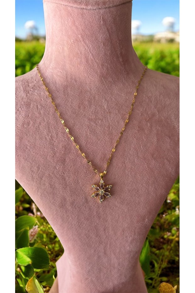 Lotus Flower Steel Tarnish Free Necklace Stylish Elegant