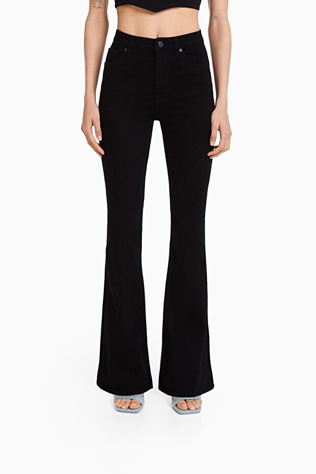 Trend Jean Non-Fading Black High Waist Spanish Leg Jeans Pants