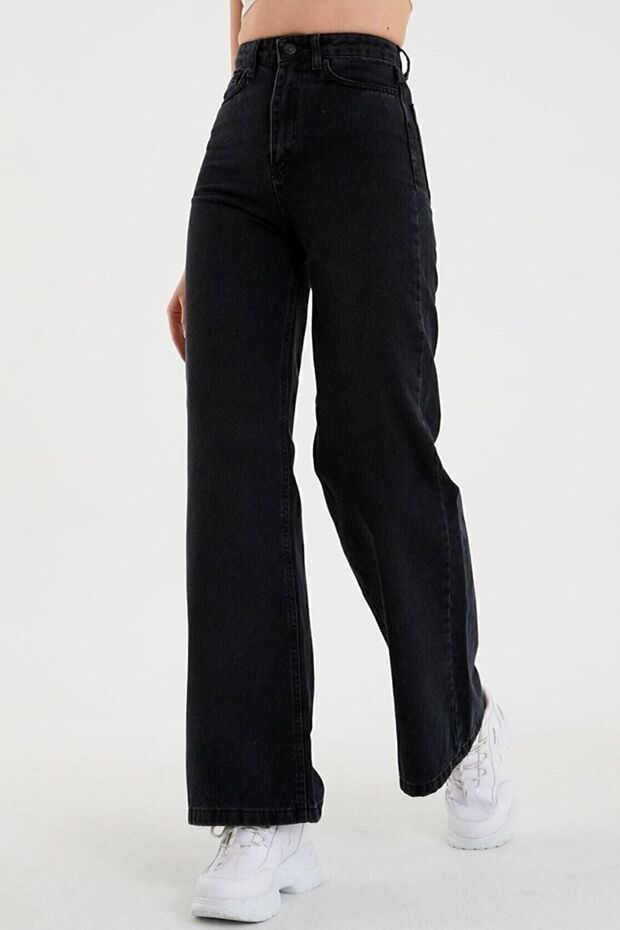 Palazzo High Waist Zippered Comfortable Fit Pocket Wide Leg Wide Leg Snow Washed Denim Jeans
