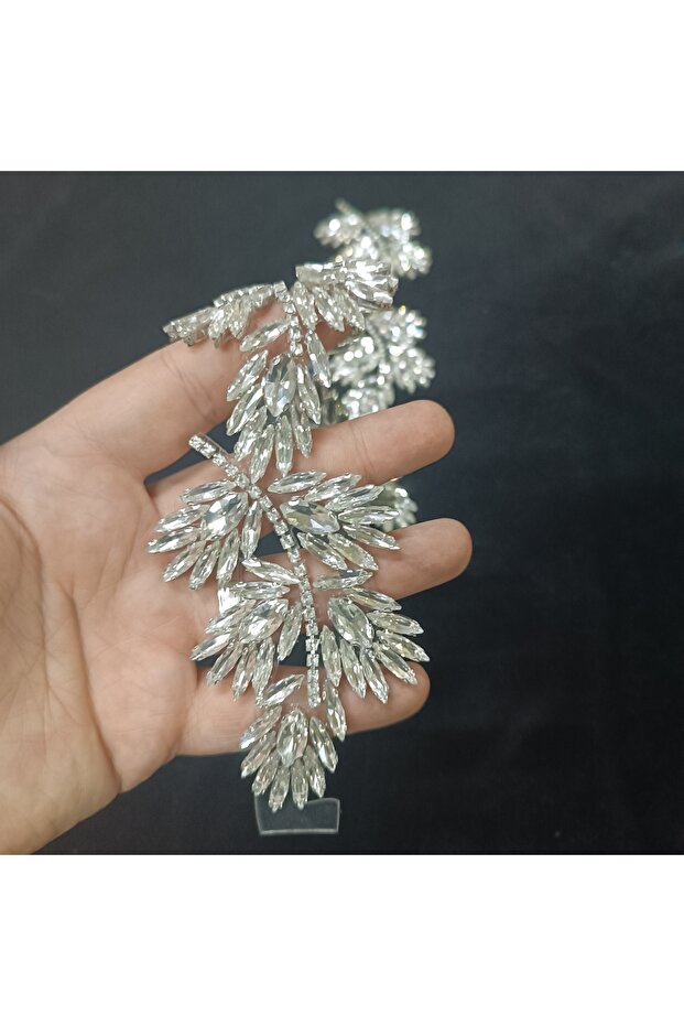 Crystal Stone Iron-On Applique Strip Evening Dress 50cm