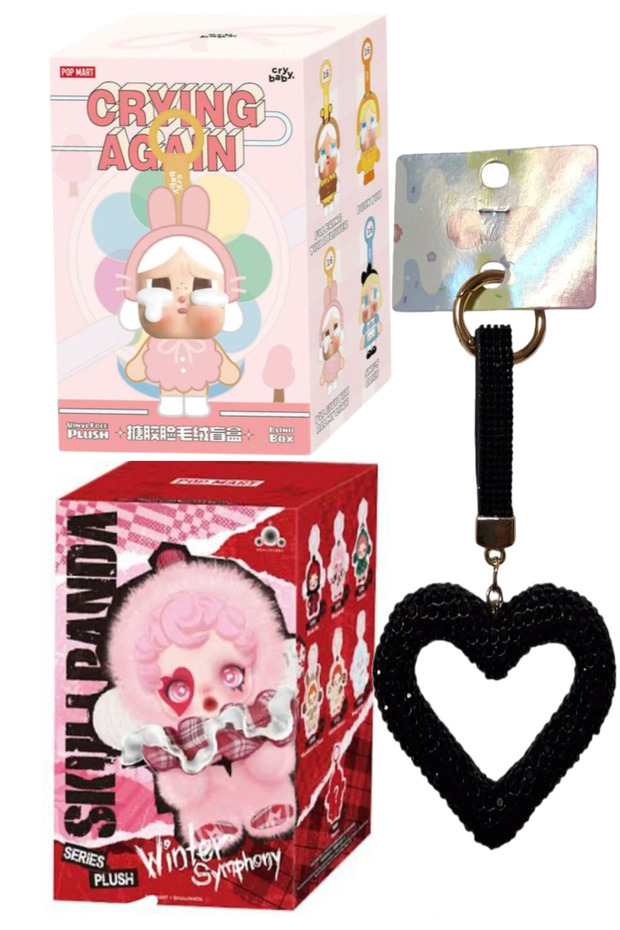 Skullpanda 1 Adet+Crying Again Cry Baby 1 Adet Sürprize Paket+Kalp Charm Hediye - 1