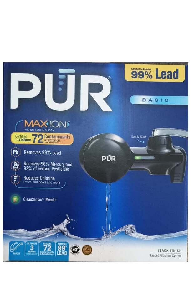 PUR PLUS Faucet Mount Water Filtration System, Black