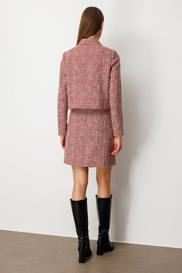 Süs Düğmeli Mini Tüvit Etek - 7