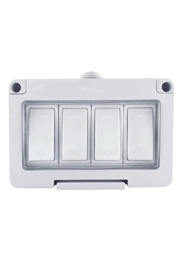 Outdoor Waterproof Switch Box, IP55-Rated, 4-Gang, White, Weather Resistant