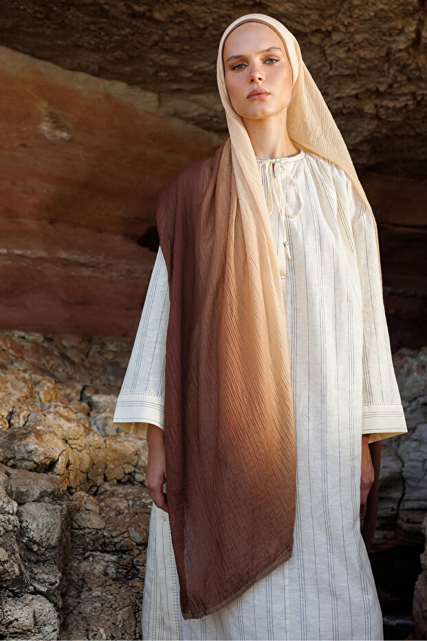 Degrade Müslin Şal Karamel - 6