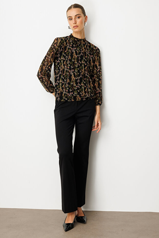 Desenli Şifon Bluz - 3