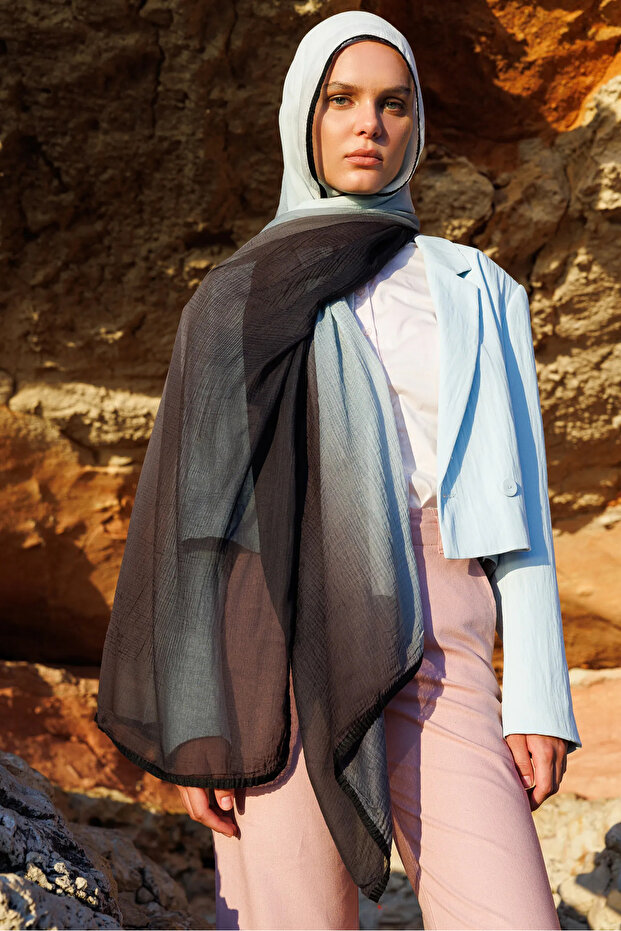 Gradient Muslin Shawl Mint Green - 3