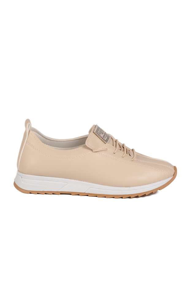 Beige Rubber Laced Women's Casual Shoes 027 Z
