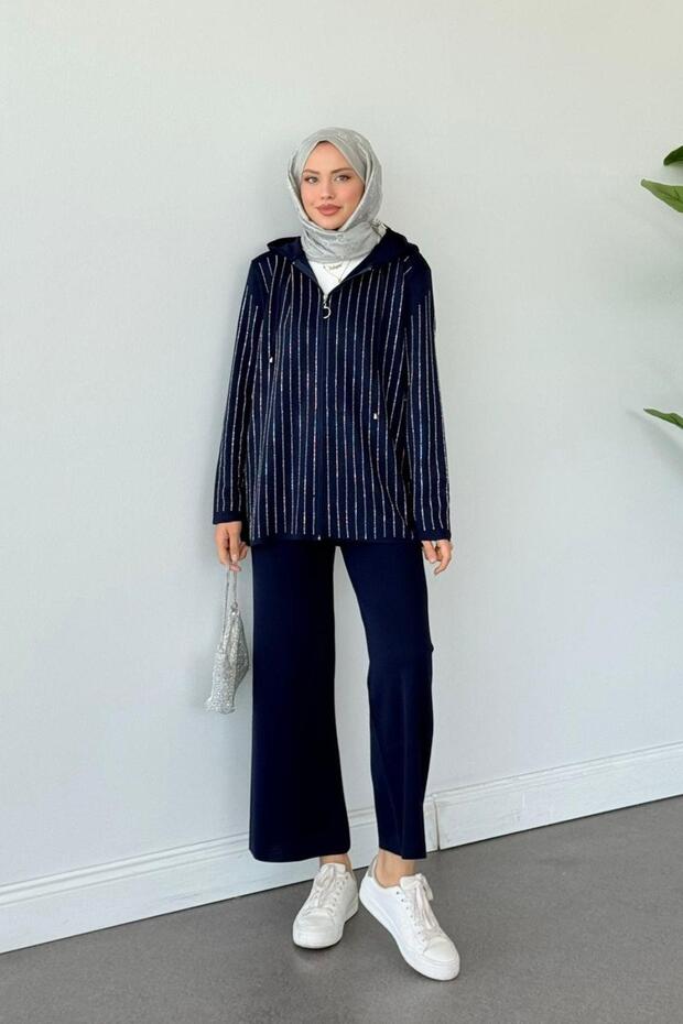 Eros Stone Trousers Suit Navy Blue