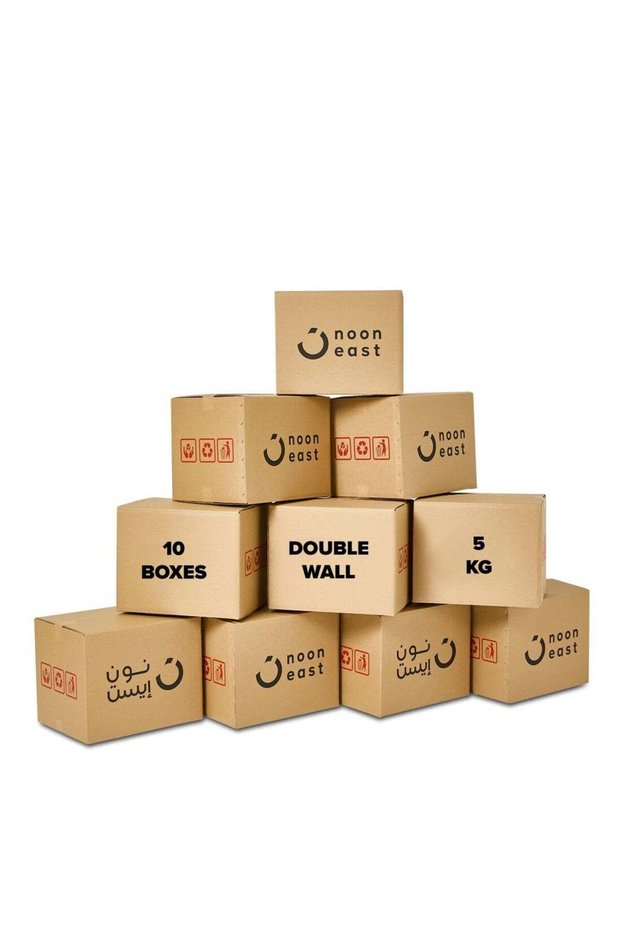 10-Pack Small Double Wall 100% Recyclable Corrugated Cardboard Moving Boxes with 15 KG capacity, 41 x 33 x 33 cm Brown Carton for Packaging, Shipping and Storage, 5 ply