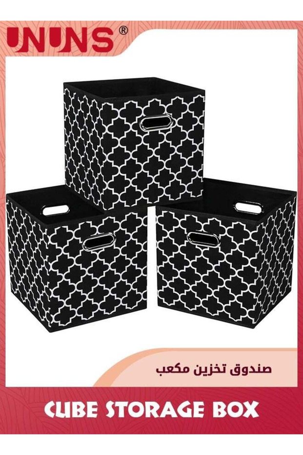 3 Pack Fabric Cubes Storage Containers,Black Foldable Storage Bins Cubes Organizer Baskets With Dual Handles For Shelf Closet