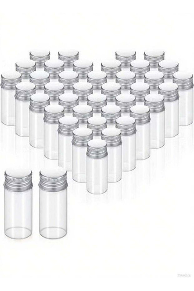 100 Pcs Vials Clear Mini Glass Bottles with Screw, Aluminum Metal Cap Tiny Jars Empty Small Bottles
