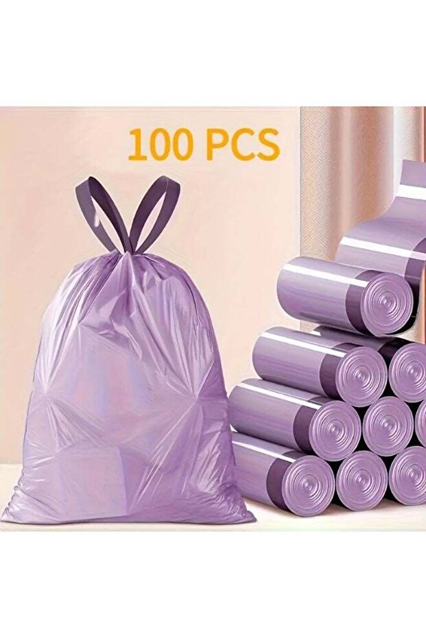 100pcs High Quality Plastic Drawstring Purple Garbage Bags | Colorful Garbage Bag, Suitable for Kit