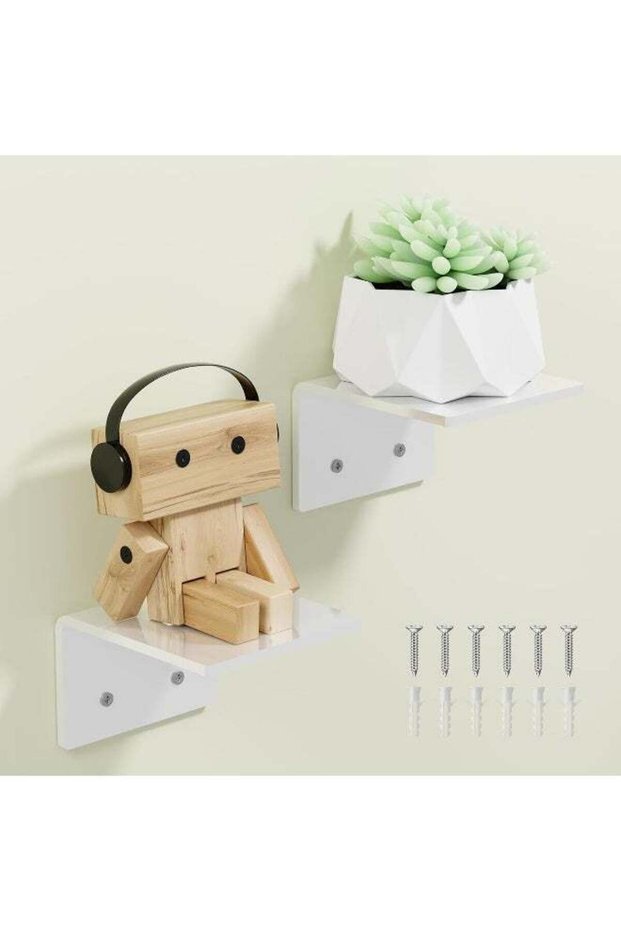 TPGP Small Floating Shelves For Wall Set Of 2, 4 Inch Acrylic White Display Shelf