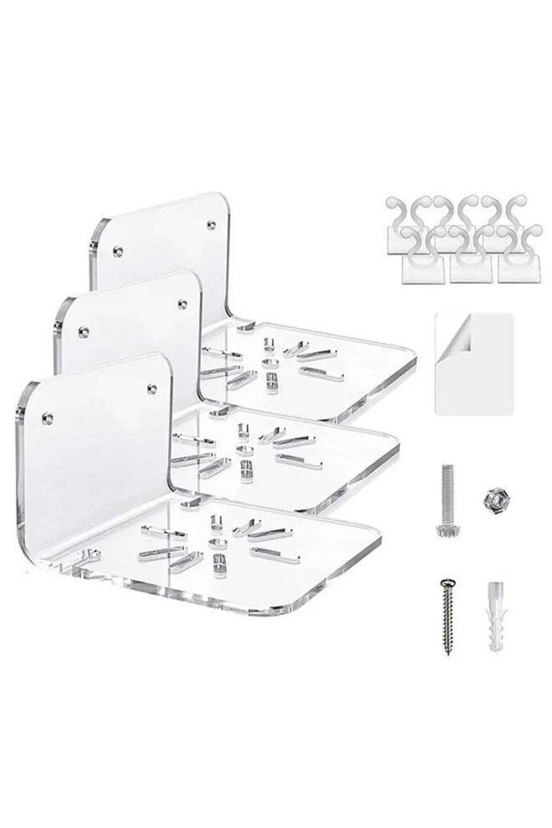 (Set of 3) Acrylic Floating Wall Shelves for Security Cameras, Baby Monitors, Speakers- Universal A