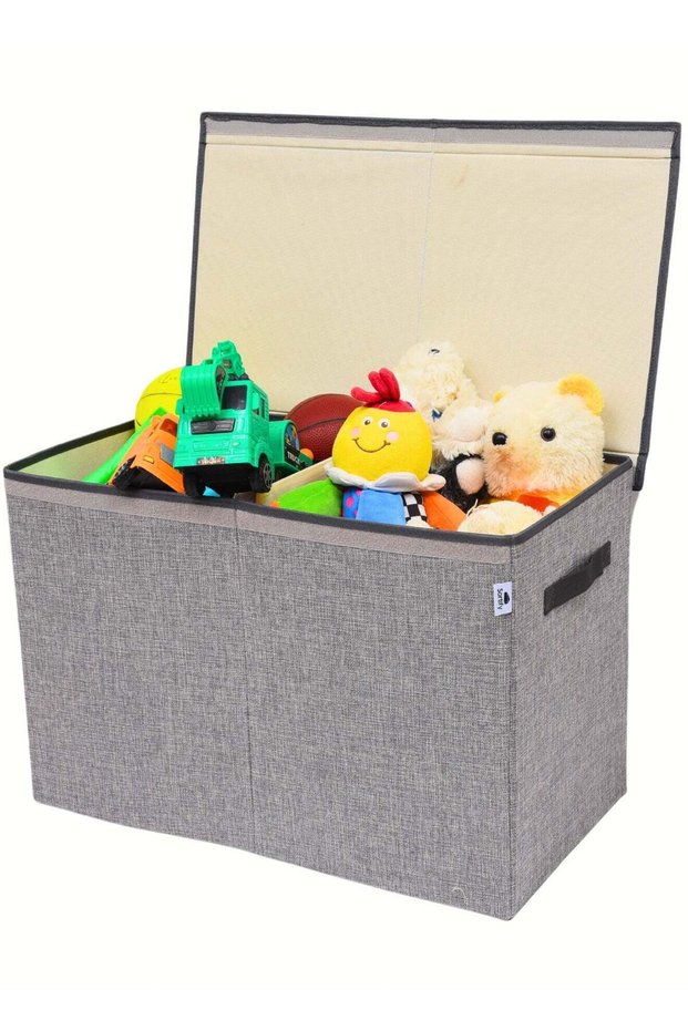 Toy Storage Organizer Chest Large with Lid, Collapsible Sturdy Toy Box Storage Bin for Playroom, Multipurpose Premium Oxford Fabric Toy Organizer for Kids Storage with Divider 60x40x35cm Grey