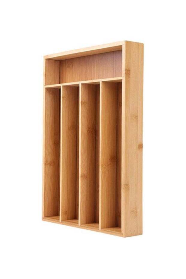 5-Compartment Drawer Organizer Khaki 37x6.5x26.5cm